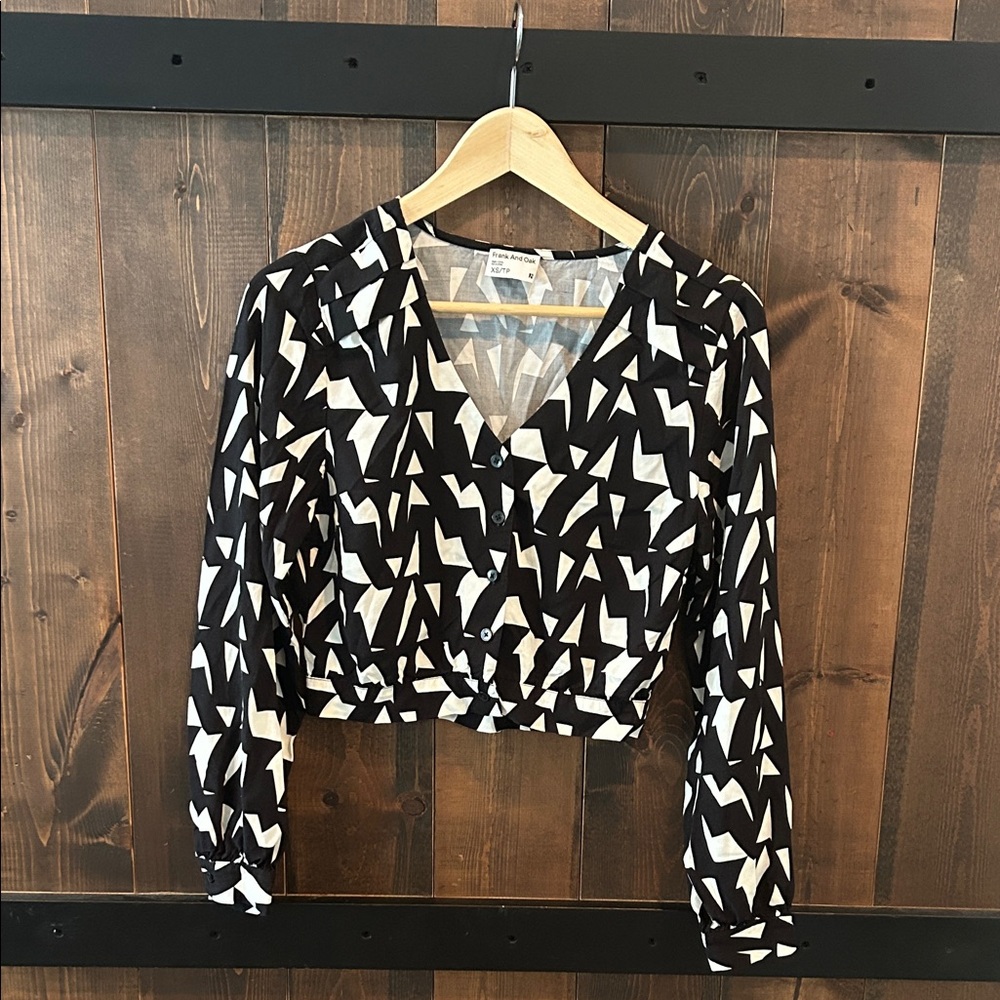 Frank and Oak Black and White Blouse Women's Size XS